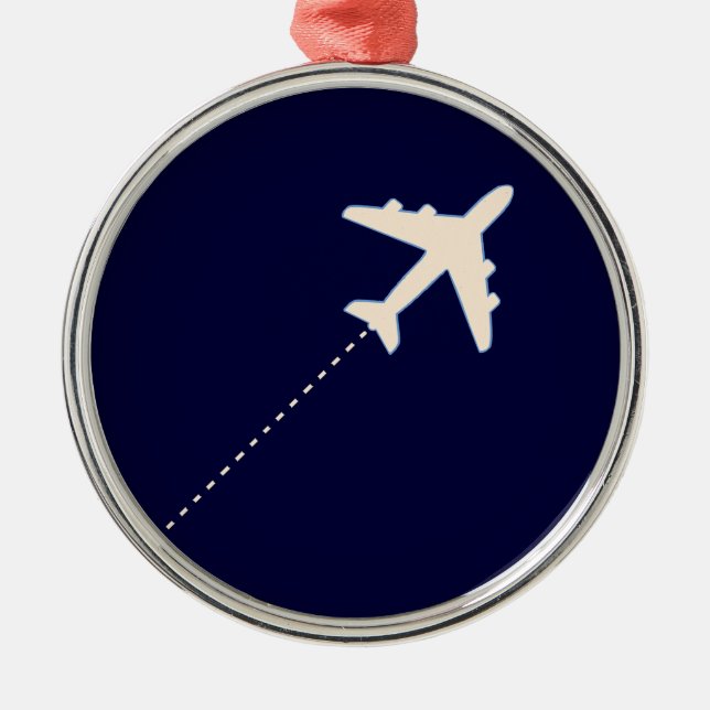 Reiseflugzeug mit gepunkteter Linie Ornament Aus Metall (Vorne)