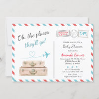 Reiseflugzeug Twin Baby Dusche Sprinkle Red Blue