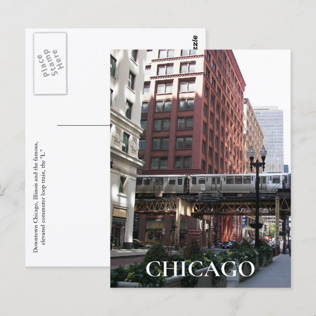 Reisefoto des Chicago Elevated Loop Trains Postkarte (Vorne/Hinten)