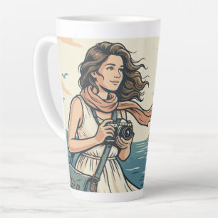 Reisefotografieposter im Vintage-Küstenstil Illust Milchtasse