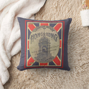 Reiseführer für Retro nach Hongkong mit Union Jack Kissen