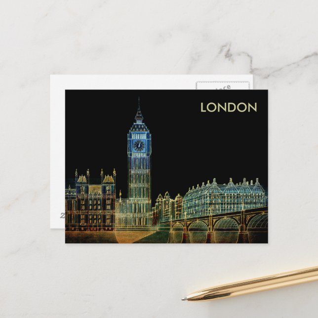 Reiseführer für Vintage Werbung nach London Postkarte (Vorderseite/Rückseite Beispiel)