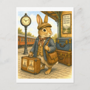 Reisehasen-Illustration Postkarte