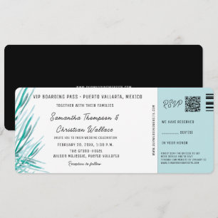 Reisehochzeits-Boarding-Pass Tropische Palme Einladung