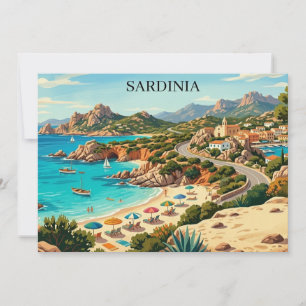 Reiseillustration altes Sardinien Italien Einladung