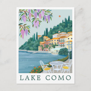 Reiseillustration Comer See Italien Postkarte