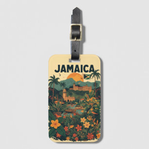 Reiseillustration im Vintage-Stil Jamaika Gepäckanhänger