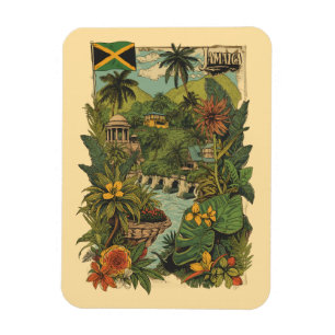 Reiseillustration im Vintage-Stil Jamaika Magnet
