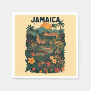 Reiseillustration im Vintage-Stil Jamaika Serviette