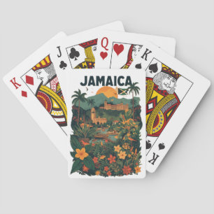 Reiseillustration im Vintage-Stil Jamaika Spielkarten