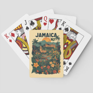 Reiseillustration im Vintage-Stil Jamaika Spielkarten