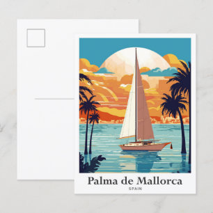 Reiseillustration Palma de Mallorca Spanien Postkarte