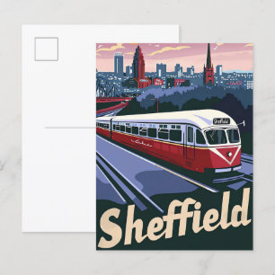 Reiseillustration Sheffield Großbritannien Postkarte