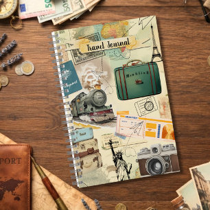 Reisejournal mit Vintage-Collage Notizbuch