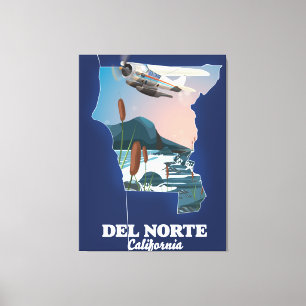 Reisekarte Del Norte Kalifornien Leinwanddruck