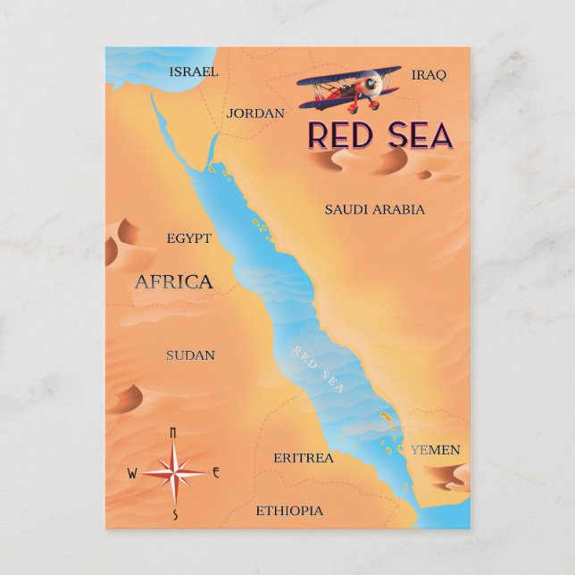 Reisekarte für das Rote Meer Postkarte (Vorderseite)