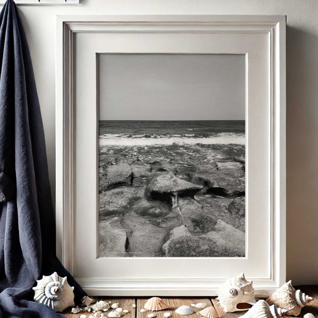 Reisekorallenbucht Florida Beach Fotografie Poster (Beach pictures photography posters travel black and white Florida ocean by Victoria Grigaliunas)