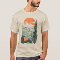 Reisekostenangebot Camping Landschaft Retro Art