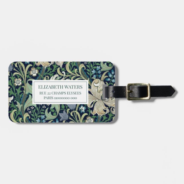 REISELUGGAGE TAG : WILLIAM MORRIS : FLORAL GEPÄCKANHÄNGER (Vorderseite horizontal)