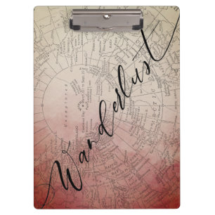 Reiselust Rot Ombre Aquarell Vintage Reisekarte Klemmbrett