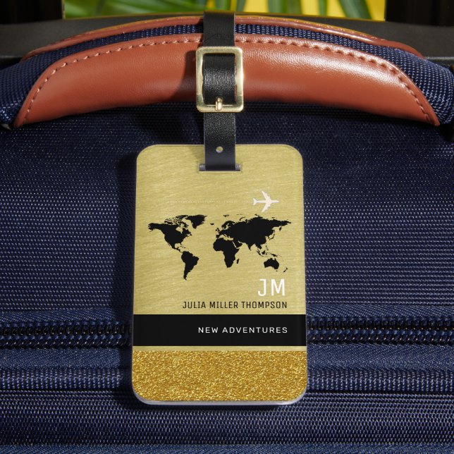 Reisemappe Gold Klasse Internationale Abenteuer Gepäckanhänger (Vorderseite Insitu 2)