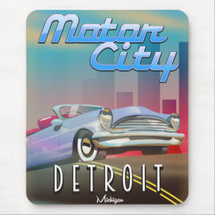 Reisemotivposter Motor City Detroit Michigan. Mousepad