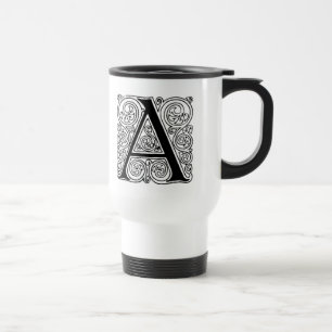 Reisemug mit Monogramm 'A' und Schwüngen Reisebecher