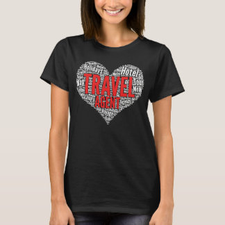 Reisen Agent Herz Form Word Cloud T-Shirt