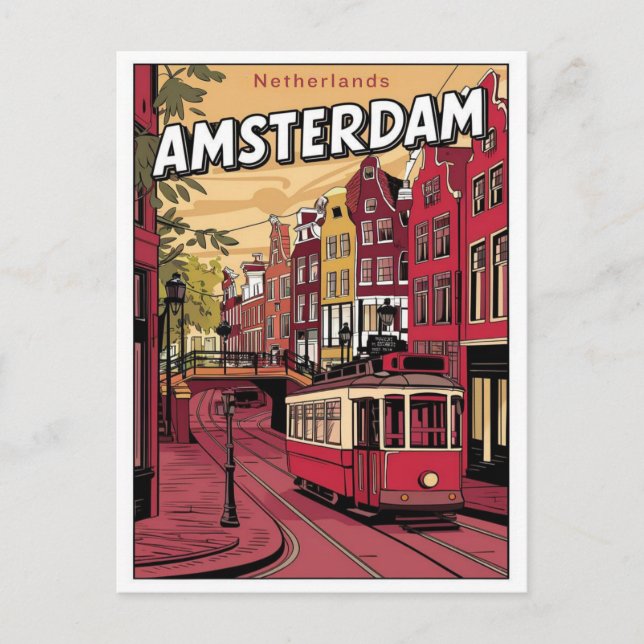 Reisen Amsterdam, Loipe Vintage Geschenke Postkarte (Vorderseite)