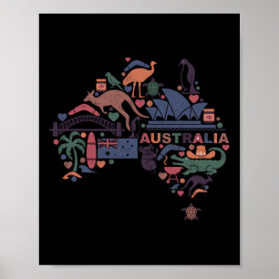 Reisen Australien Karte Sydney Australian Vacation Poster