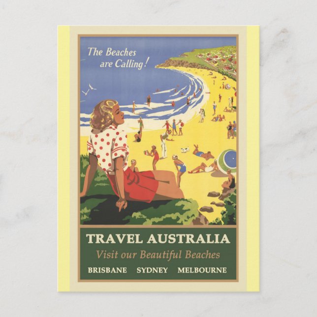 Reisen Australien Strände Vintag Postkarte (Vorderseite)
