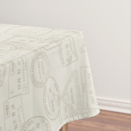 Reisen Beige Passport Briefmarke Gemustert Tischdecke
