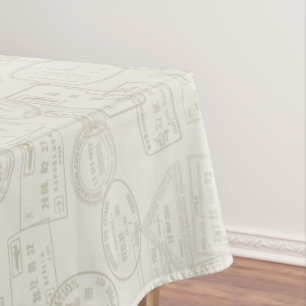 Reisen Beige Passport Briefmarke Gemustert Tischdecke