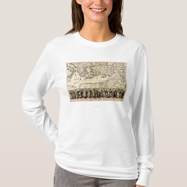 Reisen der Apostel PaulPanoramic Karte T-Shirt (Vorderseite)