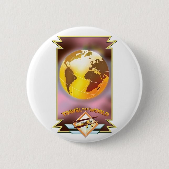 Reisen durch die Welt Goldene Globe Button (Vorderseite)
