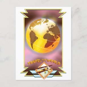 Reisen durch die Welt Goldene Globe Postkarte