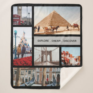 Reisen Erinnerungen Foto Keepake Schwarz Grau Sherpadecke