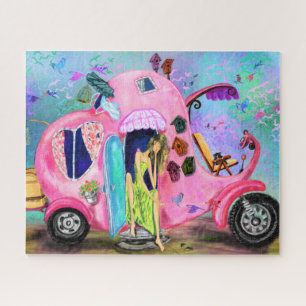 Reisen Girl Pink Elephant Motorhome Puzzle