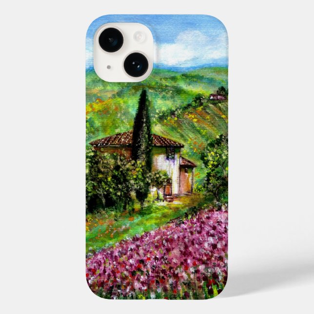 REISEN IN DER Toskana, Lila Blume Felder Landschaf Case-Mate iPhone Hülle (Rückseite)