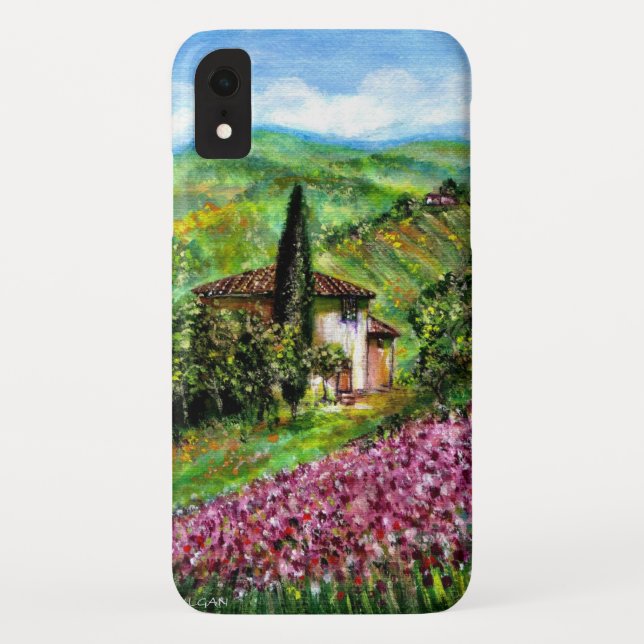 REISEN IN DER Toskana, Lila Blume Felder Landschaf Case-Mate iPhone Hülle (Rückseite)