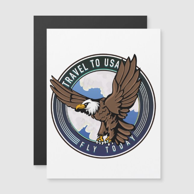 Reisen in die USA Fly-Logo Magnetkarte (Vorne/Hinten)