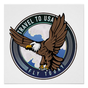 Reisen in die USA Fly-Logo Poster
