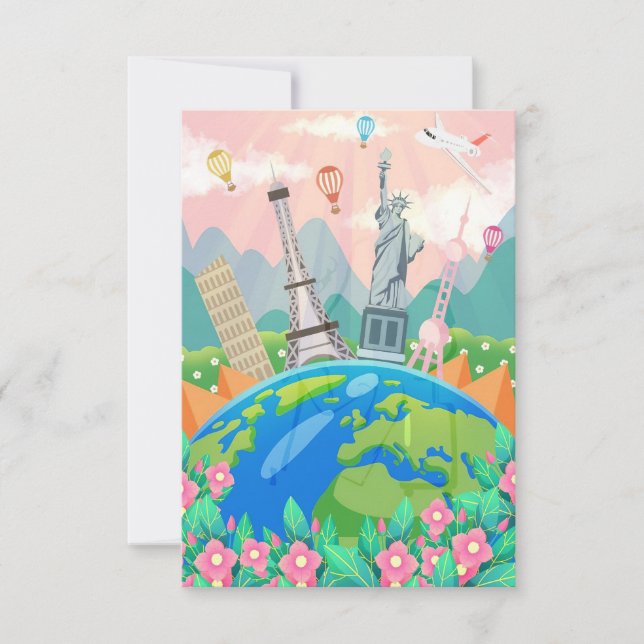 Reisen in die Welt RSVP Karte (Vorderseite)
