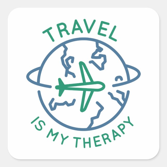 Reisen ist meine Therapie Quadratischer Aufkleber (Vorderseite)