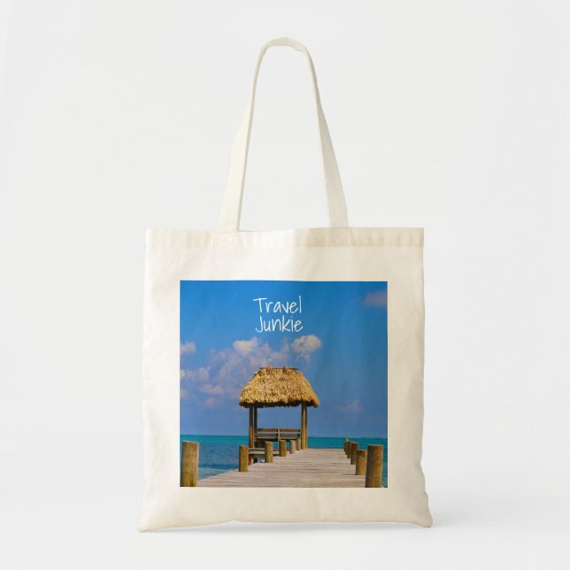Reisen Junkie Tropical Beach Blue Ocean Karibik Tragetasche (Vorne)