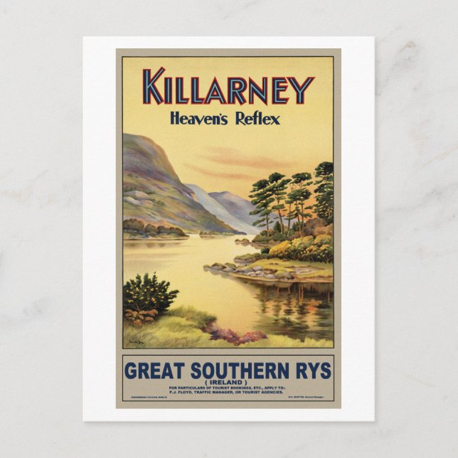 Reisen Killarney Irland durch Eisenbahn Vintag Postkarte (Vorderseite)