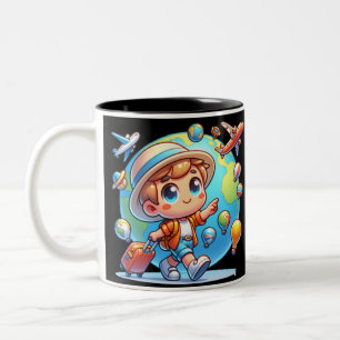 Reisen, Lächeln, wiederholen Zweifarbige Tasse
