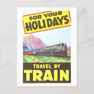 Reisen mit dem Zug für Ihren Urlaub Vintag Postkarte