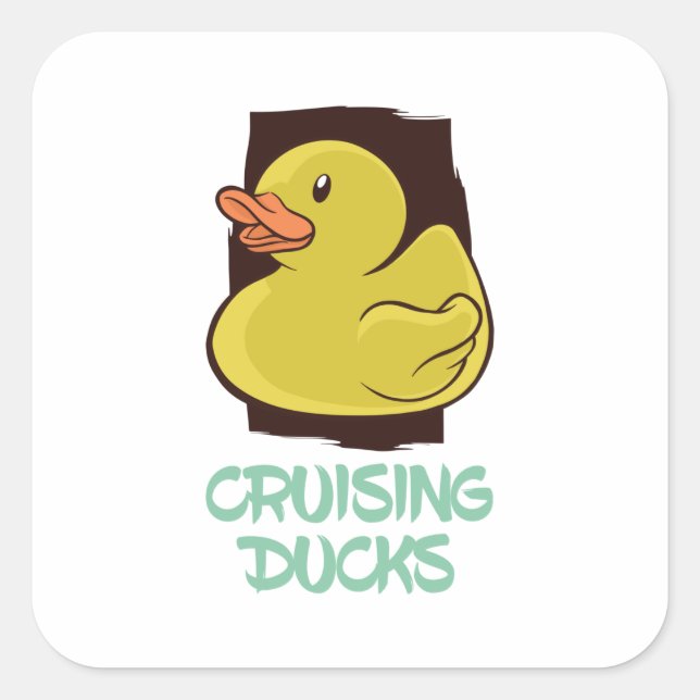 Reisen mit Enten Spaß Quadratischer Aufkleber (Vorderseite)
