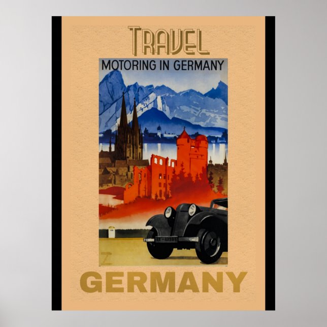 Reisen, Motorfahren in Deutschland Vintag Poster (Vorne)